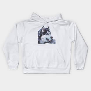 Siberian Husky Fine Art Painting Kids Hoodie